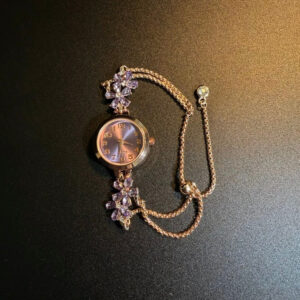 NewVintage ヴィンテージ パープルフラワー 紫色 おしゃれなレディースブレスレット